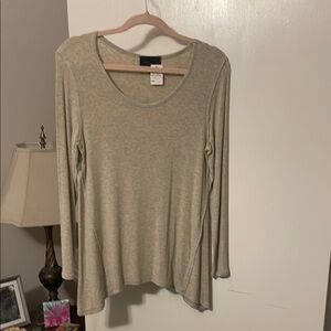 Cynthia Rowley Tan Cream Long Sleeve Blouse